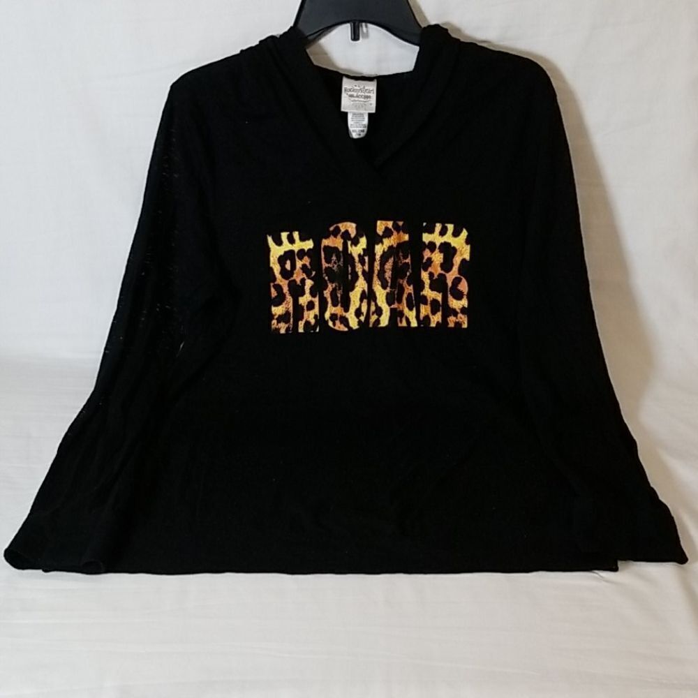 Rocker Girl Hooded Long Sleeve Burnout T-Shirt Size XXL